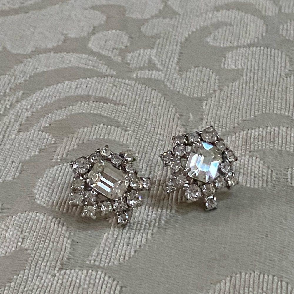 Vintage Rhinestone Earrings - Picture 2 of 8